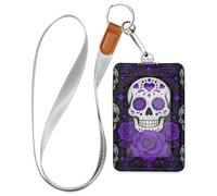 Moderno soporte para tarjetas de identificación del Día de los Muertos con cordón para tarjetas de identificación, viaje y vacaciones