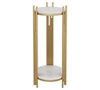Moderno soporte para teléfono con aspecto de mármol de 2 niveles, soporte alto y delgado para plantas y mesa auxiliar para decoración de sala de estar y mesita de noche