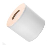 Moderno soporte redondo blanco para pañuelos, ideal para baño y sala de estar.