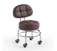 Moderno taburete bajo con soporte para la espalda, silla rodante ajustable de piel sintética para garaje, oficina, hogar, jardín, diseño amigable con la edad