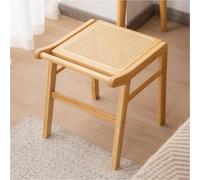 Moderno taburete cuadrado de ratán de madera maciza para dormitorio, silla de maquillaje elegante, asiento de resina, accesorio perfecto para tocador