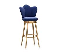 Moderno taburete de bar de terciopelo de 25.6 pulgadas con respaldo alto, juego de 1 diseño giratorio para cocina, isla, comedor, patio, elegante asiento tapizado en color azul