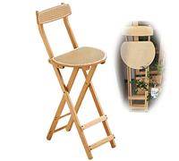 Moderno taburete de bar plegable de bambú con respaldo y reposapiés, elegante silla de cocina que ahorra espacio, aspecto de ratán, perfecto para mostrador de 61,5 cm de altura