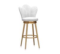 Moderno taburete de bar tapizado de terciopelo de 25.6 pulgadas con respaldo, juego de 1 diseño giratorio para cocina, isla, comedor, patio, elegante asiento blanco con altura de mostrador