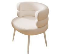 Moderno taburete de maquillaje de piel sintética con respaldo y brazos, elegante silla de tocador para sala de estar, dormitorio, oficina y rincón de lectura, elegante diseño blanco