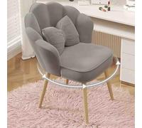 Moderno taburete de maquillaje giratorio de 360° con forma de flor y respaldo alto para dormitorio