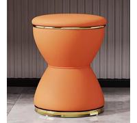 Moderno taburete de tocador con forma de reloj de arena para sala de maquillaje, silla redonda de piel sintética para baño, sala de estar y dormitorio, elegante y cómodo (tamaño A naranja, no