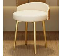 Moderno taburete de tocador con respaldo bajo y patas de metal, silla pequeña tapizada para decoración de dormitorio y sala de estar (blanco y naranja)
