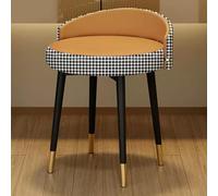 Moderno taburete de tocador de poliuretano con respaldo bajo, silla de maquillaje tapizada, diseño giratorio, naranja elegante, patas de metal para decoración de dormitorio y sala de estar