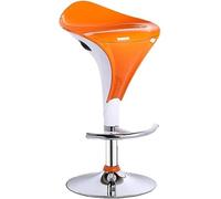 Moderno taburete giratorio ajustable con respaldo y reposapiés, silla de plástico sin brazos para comedor, barra de desayuno, altura ajustable, elegante diseño naranja, chasis de 41 cm