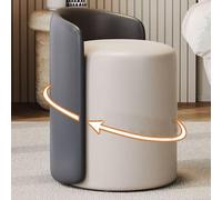 Moderno taburete giratorio de 360°, elegante silla de maquillaje con respaldo bajo para sala de estar, dormitorio, entrada, piel sintética (color: C)