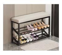 Moderno taburete nórdico cambiador de zapatos para entrada, dormitorio, sala de estar, multifuncional, ligero, lujoso banco de zapatos, diseño ultra estrecho, gama alta, 60 x 20 x 48 cm, marco negro +