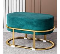 Moderno taburete otomano de terciopelo - Pequeño reposapiés de maquillaje con patas doradas, acogedora silla tapizada para sala de maquillaje y sala de estar, elegante y funcional acento del hogar