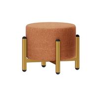 Moderno taburete redondo tapizado con altura ajustable, funda extraíble y lavable, elegante reposapiés de metal dorado, tela de lino, taburete y reposapiés, 28 x 28 x 25 cm
