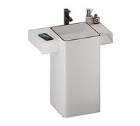 Moderno tocador de baño independiente de 70 cm con encimera de pizarra y lavabo cuadrado, juego completo con grifo de entrada de drenaje y válvula angular