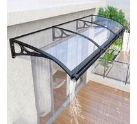 Moderno toldo de aluminio para puerta, toldo de entrada al aire libre con cubierta de policarbonato para protección contra la lluvia y los rayos UV, diseño de reducción de ruido (tamaño: grande)
