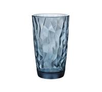 Moderno Vasos de cristal con relieve diamantes colores, resistentes al calor, ideales for agua, leche, zumo, cerveza, cócteles y vino Fiestas(Blue,Grande)