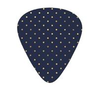 Moderno y elegante azul marino con lunares dorados,12 púas de guitarra, 3 grosores diferentes para guitarra acústica, bajo y ukelele