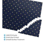 Moderno y Elegante Azul Marino con Lunares Dorados,Rompecabezas de Madera de 1000 Piezas para Adultos y Adolescentes.