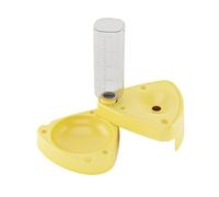 Moderno y lindo alimentador automático de agua y alimentos para mascotas, plegable y a prueba de polvo, con cuenco graduado para botella de agua (amarillo)