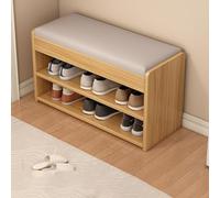 Moderno zapatero de 2 niveles con taburete tapizado para entrada, elegante solución de almacenamiento para zapatos, botas y accesorios, diseño que ahorra espacio para la nización del pasillo