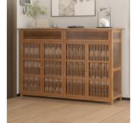 Moderno zapatero de madera - Almacenamiento ajustable de 4 puertas, diseño multicapa de gran capacidad para el hogar, pasillo, entrada, dormitorio, 99 x 35 x 130 cm