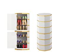 Moderno zapatero de metal giratorio de 360° vertical redondo para almacenamiento de zapatos para esquina, estante grande de pie para zapatos, torre de entrada simple y elegante