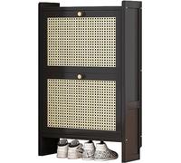 Moderno zapatero de ratán negro con diseño delgado de 2/3 cajones abatibles, elegante armario de almacenamiento de madera para tacones, zapatillas, zapatero de pie para entrada de sala de estar