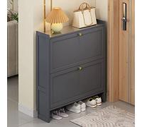 Moderno zapatero gris con puertas abatibles, zapatos ocultos delgados independientes para entrada, dormitorio y pasillo, solución de almacenamiento de 3 niveles (70 cm)