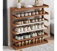 Moderno zapatero Klein Schmal de 3 niveles - Nizer de madera abierto que ahorra espacio para pasillo, dormitorio, esquina entrada de habitación pequeña, solución de almacenamiento de zapatos elegante