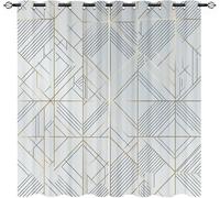 ModernoMinimalistaGeoméTrico. Poliester Ojales Cortina Opaca Juego de 2 Paneles 117An x 229Al cm, Blanco GrisáCeo Lavable Cortinas Termicas Aislantes para Niños Niñas Dormitorio de Ventana Decoración