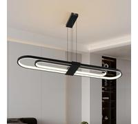 Modernos LED Lampara Colgante Isla Cocina Ovalado,Infinitamente Regulable Doble Anillo DiseñO Candeeiro Teto Suspenso LáMpara ,Altura Ajustable Lineal Lamparas Comedor Colgantes Sala Pasillo Oficina