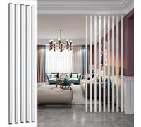 Modernos separadores de habitación de techo de 2,1 m, 2,1 m y 2,4 m de alto, elegantes paneles de columna de listones para decoración del hogar y separación de espacios (5 piezas)