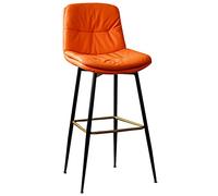 Modernos taburetes de bar naranja con respaldo y reposapiés, 30 pulgadas de altura, tapizados de piel sintética, perfectos para encimera de cocina y cafetería, juego de 2