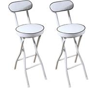Modernos taburetes de bar plegables con respaldo, juego de 2 asientos blancos de 26 pulgadas de alto, para cocina, barra de desayuno, sillas acolchadas con patas y reposapiés de metal