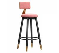 Modernos taburetes de terciopelo con respaldo y patas de hierro, elegantes sillas altas para cocina, comedor, habitación, isla, rosa, 65 cm, diseño cómodo y elegante