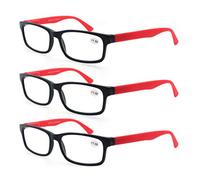 MODFANS Pack de 3 Gafas de Lectura 1.75/Gafas para Presbicia Hombres/Mujeres,Buena Vision Ligeras Comodas,Vista de Cerca/Vista Cansada,Colores Rojo