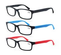 MODFANS Pack de 3 Gafas de Lectura 2.5/Gafas para Presbicia Hombres/Mujeres,Buena Vision Ligeras Comodas,Vista de Cerca/Vista Cansada,Colores Negro-Rojo-Azul