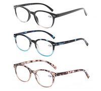 MODFANS Un Pack de 3 Gafas de Lectura 3.0/Gafas para Presbicia Mujeres,Buena Vision Ligeras Comodas,Vista de Cerca/Vista Cansada,Colores Negro-Rojo-Azul