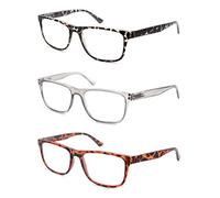 MODFANS Un Pack de 3 Gafas de Lectura para Hombres/Mujeres - Lente Clara,Vision Clara - Moda,Practicas,Ligeras,Comodas,Colores Mezclados