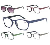 MODFANS Un Pack de 5 Gafas de Lectura 3.0 para Hombres/Mujeres - Lente Clara,Vision Clara,Efecto Madera - Moda,Practicas,Ligeras,Comodas