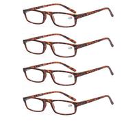 MODFANS Un Pack de Cuatro Gafas de Lectura 2.0 para Hombres/Mujeres - Lente Clara,Vision Clara - Moda,Practicas,Ligeras,Comodas,Colores Marron