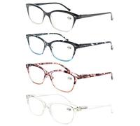 MODFANS Un Pack de Cuatro Gafas de Lectura 2.5 para Mujeres - Gafas para Presbicia,Buena Vision Ligeras Comodas,Vista de Cerca/Vista Cansada,Colores Negro-Azul-Rosa-Transparente