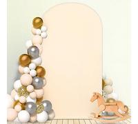 MODFUNS Cubierta de arco de elastano de 1.65 x 4 pies, color beige, cubierta de arco de boda, cubierta de arco de 2 lados, cubierta de arco de globo, cubierta de arco de globo, telón de fondo elástico