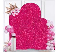 MODFUNS Juego de 3 Fundas de Arco de Lentejuelas, Color Rosa Intenso, Funda de Soporte de Arco Brillante de 4 pies, 5 pies y 6 pies, Fundas elásticas de Elastano para Arco de Arco Superior Redondo
