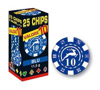 Modiano 25 Chips 11,5 g Azul Valor 10 Texas Hold'em Poker Cartas Juego