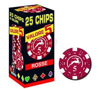 Modiano Paquete de 25 fichas de 14 g, Color Rojo, Valor 5, Texas Hold'em Poker