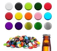 Modixun 240 tapas de botella de 15 colores, tapas de metal de 26 mm para botellas de cerveza, tapas de corona con junta tórica de sello de goma para botellas de vidrio caseras y manualidades (15