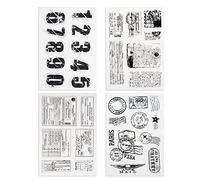 Modixun 4 temas, 34 sellos transparentes, sello transparente de goma retro, sellos transparentes de silicona transparente para bricolaje, álbumes de recortes, tarjetas, decoración, estilo A