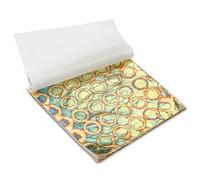 Modixun Hojas de hojas doradas abigarradas, 50 unidades, hojas coloridas de imitación de oro, folleto de papel para manualidades, pintura, decoración dorada, 14 x 14 cm, círculo